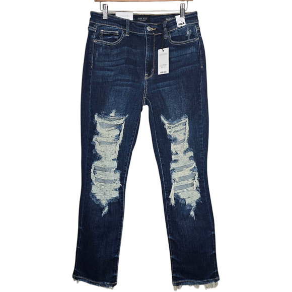 Judy Blue Lisse Mid Rise Ripped Straight Fit‎ Jeans Size 11/30 - Picture 1 of 10